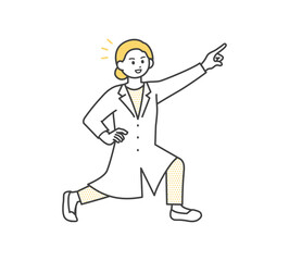 ポジティブな医療従事者の全身イラスト素材