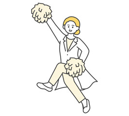 応援する医療従事者の全身のイラスト素材