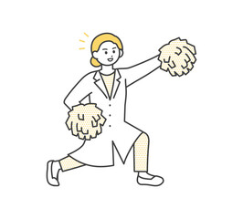 応援する医療従事者の全身のイラスト素材