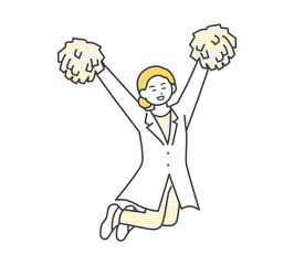 応援する医療従事者の全身のイラスト素材