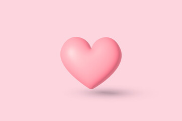 3D pink heart on pink background 
