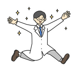 ジャンプする医療従事者のイラスト素材