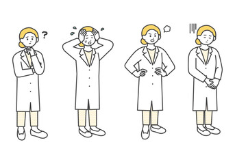 ネガティブな医療従事者の全身のイラスト素材
