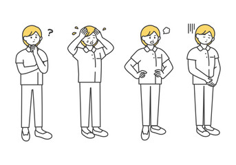 ネガティブな医療従事者の全身のイラスト素材