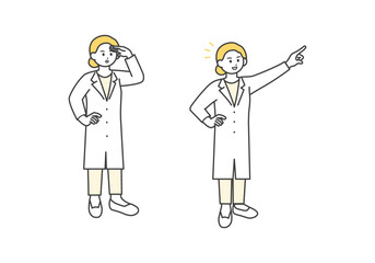 ポジティブな医療従事者の全身のイラスト素材