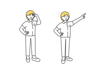 ポジティブな医療従事者の全身のイラスト素材