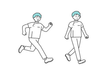 医療従事者の全身イラスト素材（走る、歩く）