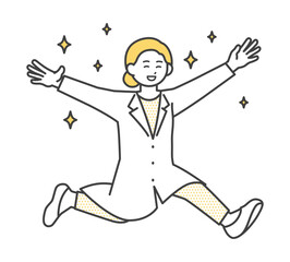 ジャンプする医療従事者のイラスト素材