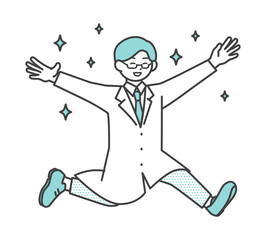 ジャンプする医療従事者のイラスト素材