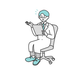 椅子に座る医師のイラスト素材