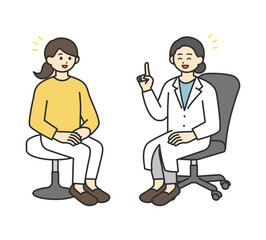 若い女性を診断する医師のイラスト素材