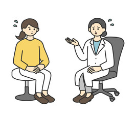 若い女性を診断する医師のイラスト素材