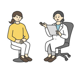 若い女性を診断する医師のイラスト素材