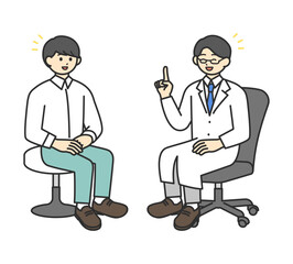 若い男性を診断する医師のイラスト素材