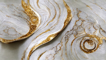 Natural Luxury, Style incorporates the swirls of marble or the ripples of agate, Very beautiful cool powdery white paint with the addition of gold powder. 3d illustration. seamless marble painting
