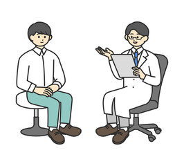 若い男性を診断する医師のイラスト素材