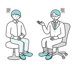 若い男性を診断する医師のイラスト素材