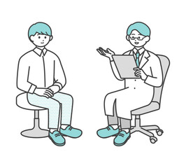 若い男性を診断する医師のイラスト素材