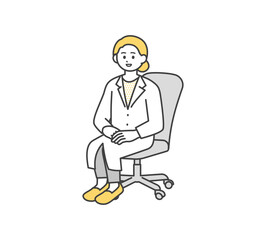 椅子に座る医師のイラスト素材
