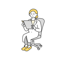 椅子に座る医師のイラスト素材