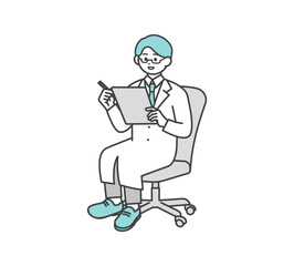 椅子に座る医師のイラスト素材