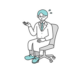 椅子に座る医師のイラスト素材