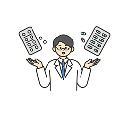 医薬品の説明をする医療従事者のイメージイラスト素材