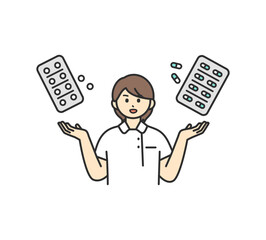 医薬品の説明をする医療従事者のイメージイラスト素材