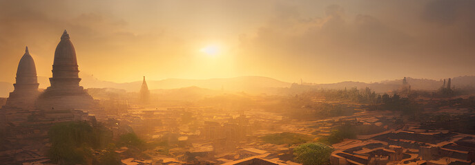 Sun rises on an ancient, powerful city.. © ECrafts