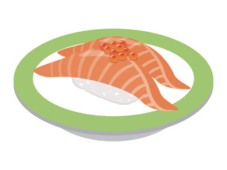 サーモンの握り寿司のイラスト