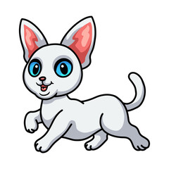Cute devon rex cat cartoon jumping