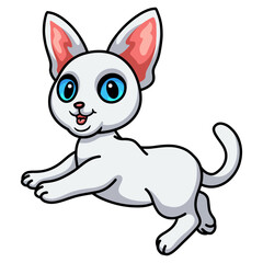 Cute devon rex cat cartoon jumping