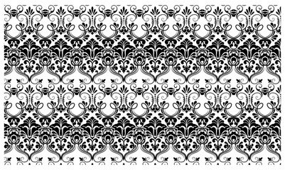 black and white seamless pattern damask vector