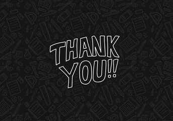 thank you greeting card with school theme doodle background vector illustration poster banner