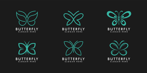 set of butterfly logo design template