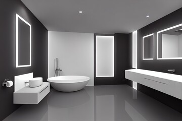 Naklejka na ściany i meble mock up bathroom in a modern style 3d