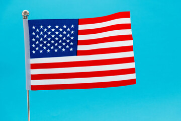American flag on blue background