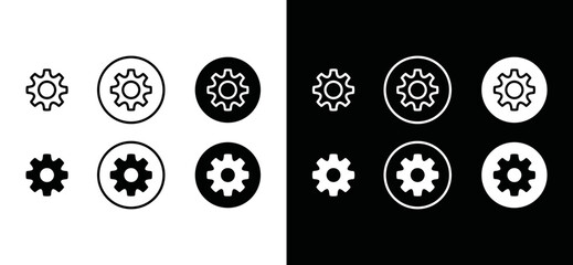 Fototapeta na wymiar Gear setting icon vector. Simple gear sign silhouette. Machine gear or gear wheel symbol illustration