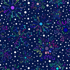 Snowflakes seamless pattern. Winter vector background.