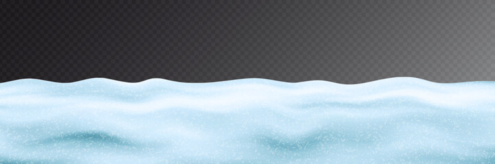 Fototapeta na wymiar Snowdrifts on transparent background, panoramic image, winter illustration