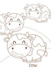 Alphabet C For Cow Coloring Pages A4 for Kids and Adult