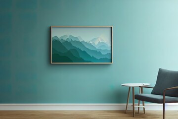 mock up poster frame in modern interior background, living room, Scandinavian style, 3D render, 3D illustration