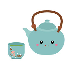 Hot Tea Japanese Food Illustration Vector Clipart