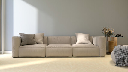 Simple and modern living room with sofa. 3D rendering