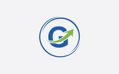 Growth arrow icon and financial circle logo design with the letters and alphabets
