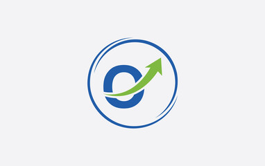 Growth arrow icon and financial circle logo design with the letters and alphabets