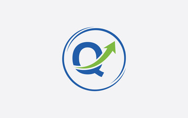 Growth arrow icon and financial circle logo design with the letters and alphabets