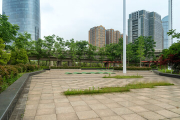 spring park and modern city