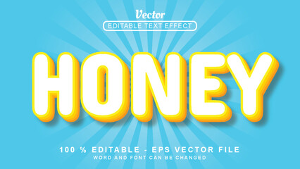 Editable 3d text effect white honey light style isolated on blue background