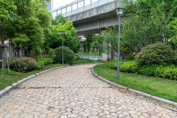walkway in the modern city